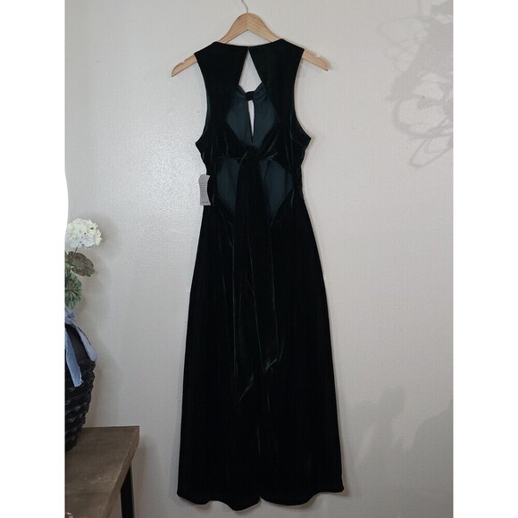 Adelyn Rae Simone Wide Leg Velvet Jumpsuit Womens Medium Hunter Green Cocktail - Picture 6 of 14